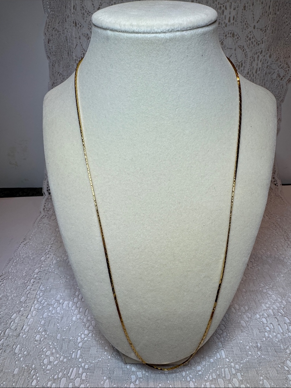 Trifari Gold Tone Long Herringbone Necklace - Women Vintage Jewelry